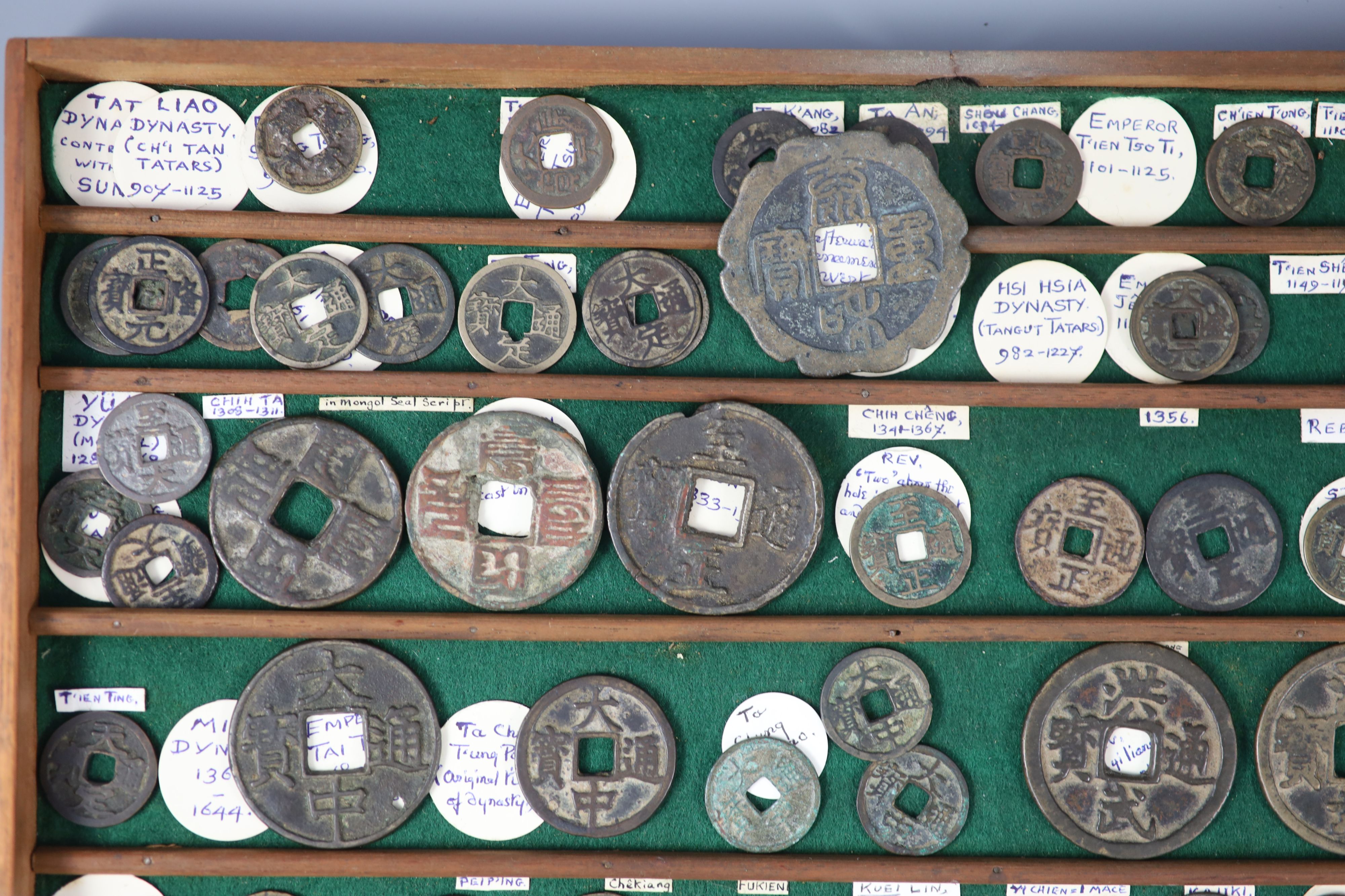 China, 77 Ancient bronze and iron round coins, Tatar, Yuan and Ming dynasties (907-1619),